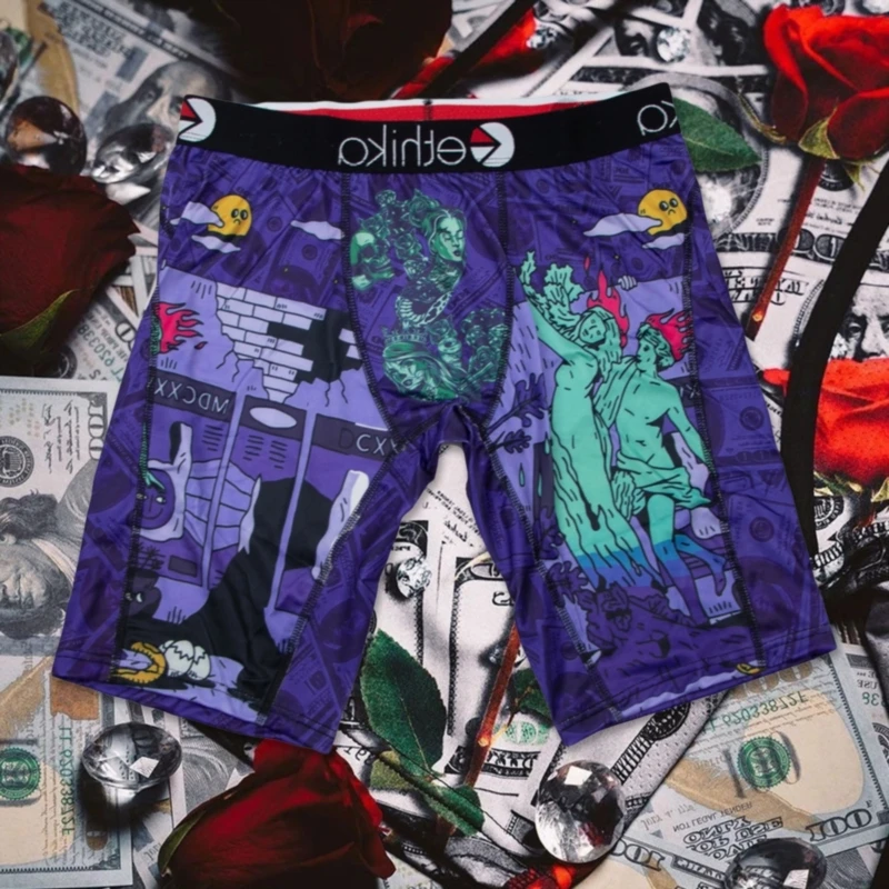 ETHIKA الرجال الملابس الداخلية الملاكمين موضة مطبوعة الرجال سراويل الملابس الداخلية الرجال السروال boxershort جذوع حجم كبير تنفس الملاكمين