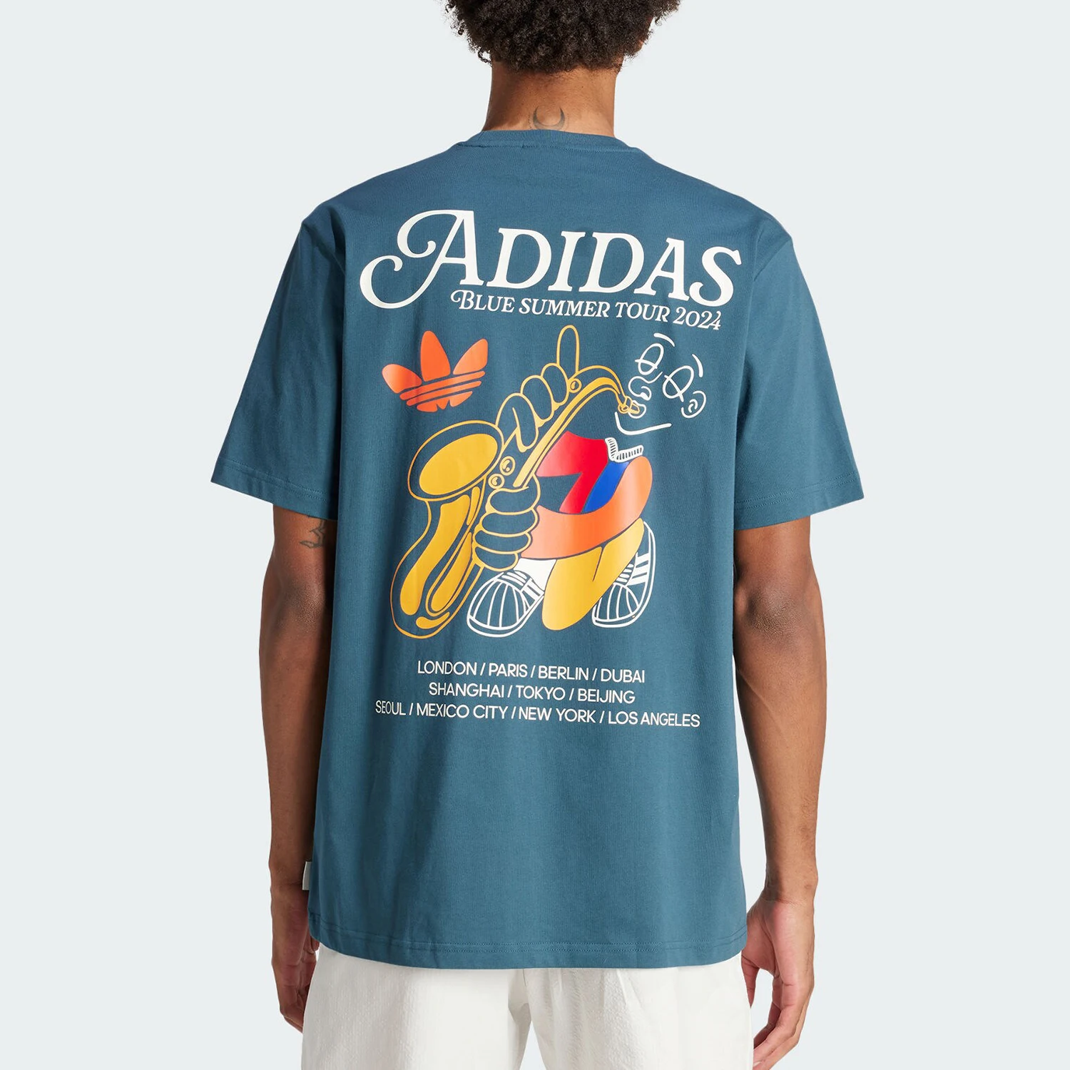 تي شيرت Adidas Originals رجالي بسيط كاجوال برقبة دائرية وأكمام قصيرة IS0225