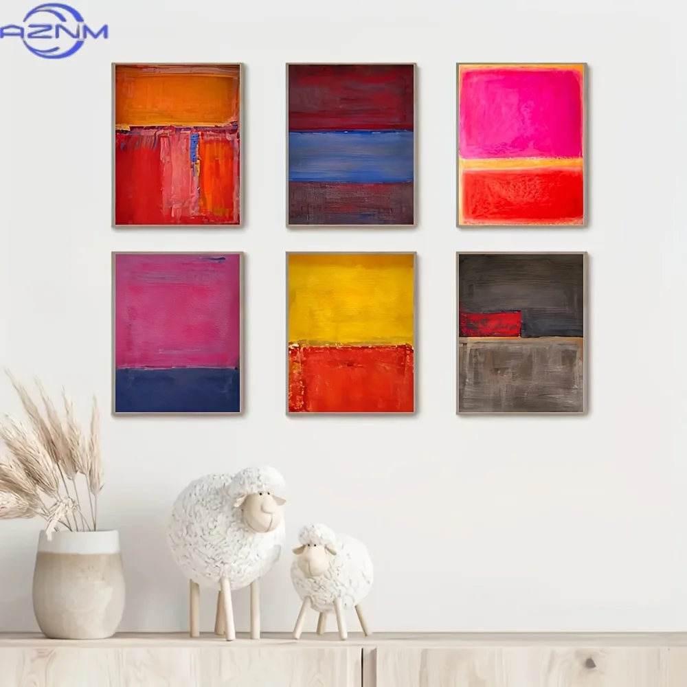 Abstract Expressionist-Inspired Canvas Prints, Frameless Multicolor Wall Art, Modern Decor for Living Room, Bedroom, Cafe, Bar