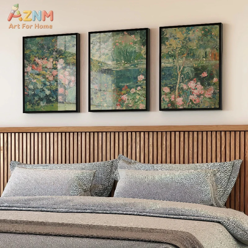 3pcs AZNM Pastel Pink Minimalist White Floral Watercolor Canvas Wall Art, Elegant Hanging Branch Botanical Poster, Soft Warm Ton view 2