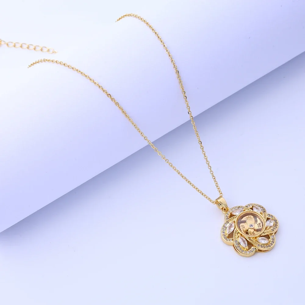 Collana girevole di ispirazione vintage con intarsio di diamanti, ciondolo gioielli unisex per una decorazione elegante