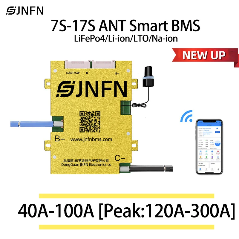 ANT BMS 7S 8S 16S 17S 40A 60A 80A 100A 24V 36V 48V 60V for LiFoPo4 Li-ion LTO 18650 Battery External Bluetooth Smart BMS