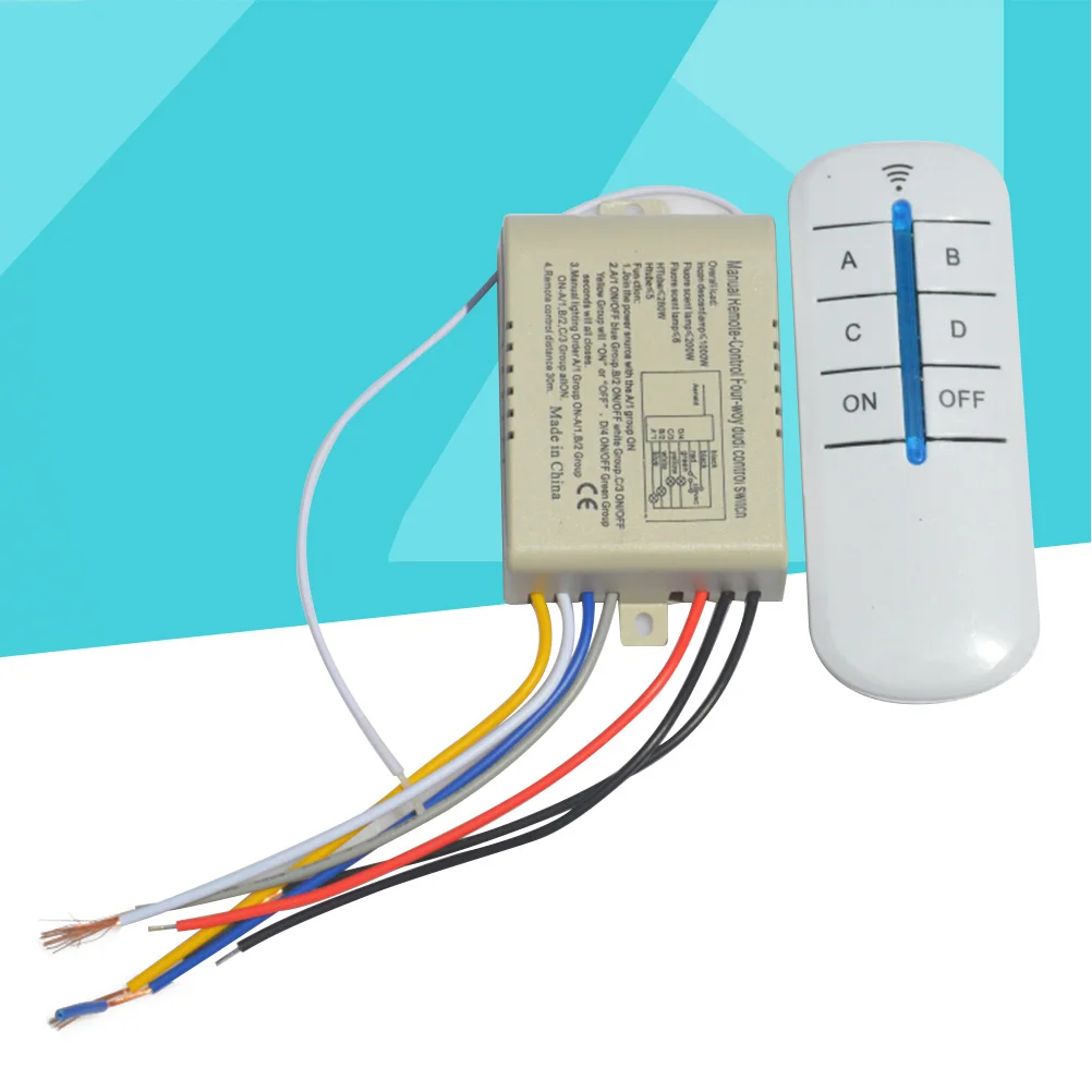 

4 Channel 220V Remote Control For Led Light Droplight Fluorescent Lamp 15M Range Anti- Easy Install