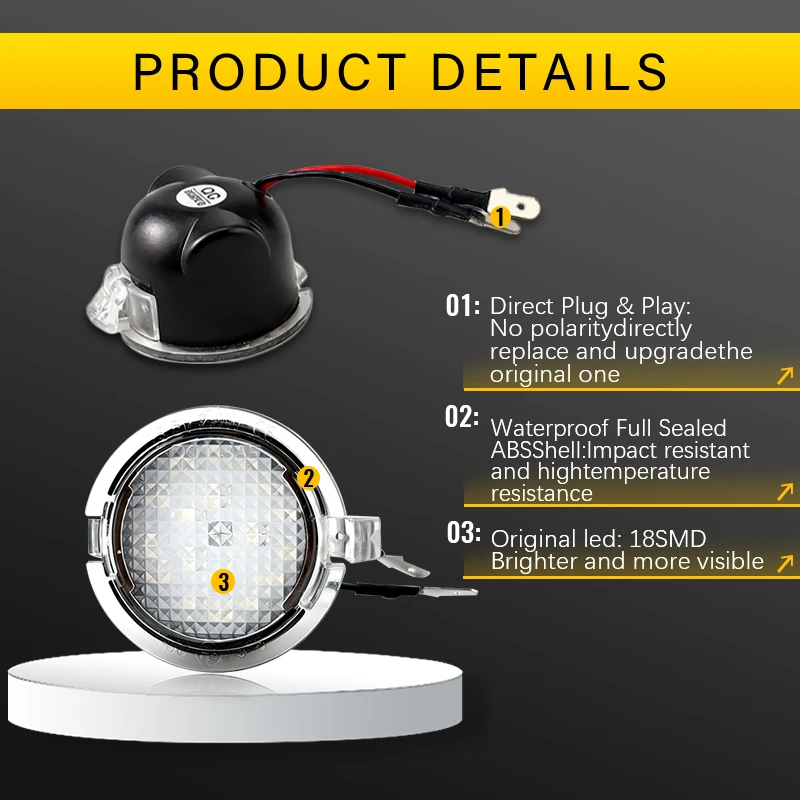 2X LED Pathway Lighting CANBUS Under Side Mirror Puddle Light for Ford Edge Ranger Mondeo Fusion Flex Explorer Taurus Expedition view 6