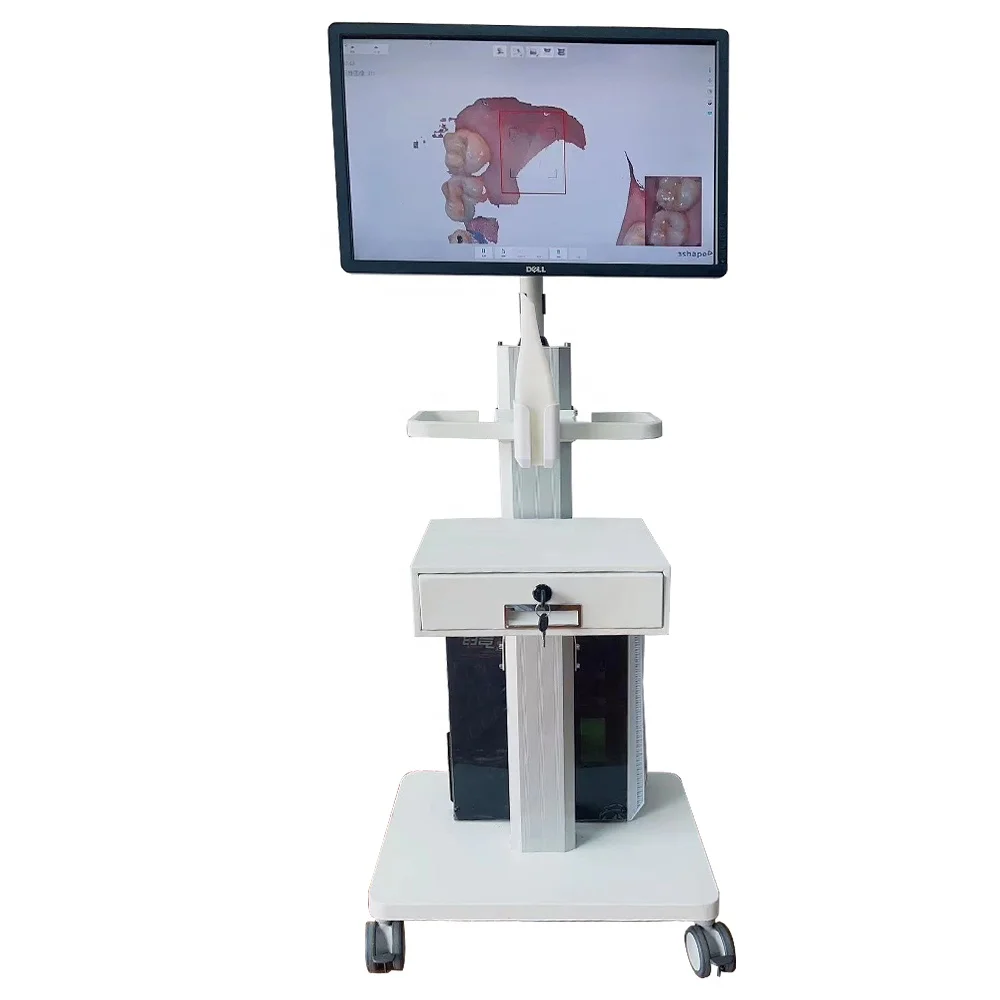 Aluminum + ABS plastic hospital trolley, office mobile trolley with bracket, for clinics
