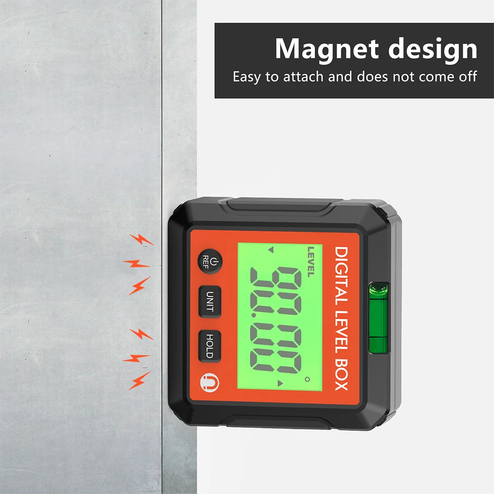 Caixa de nível magnético display lcd ângulo localizador medidor nível 90 graus inclinômetro testador nível transferidor para decoração casa