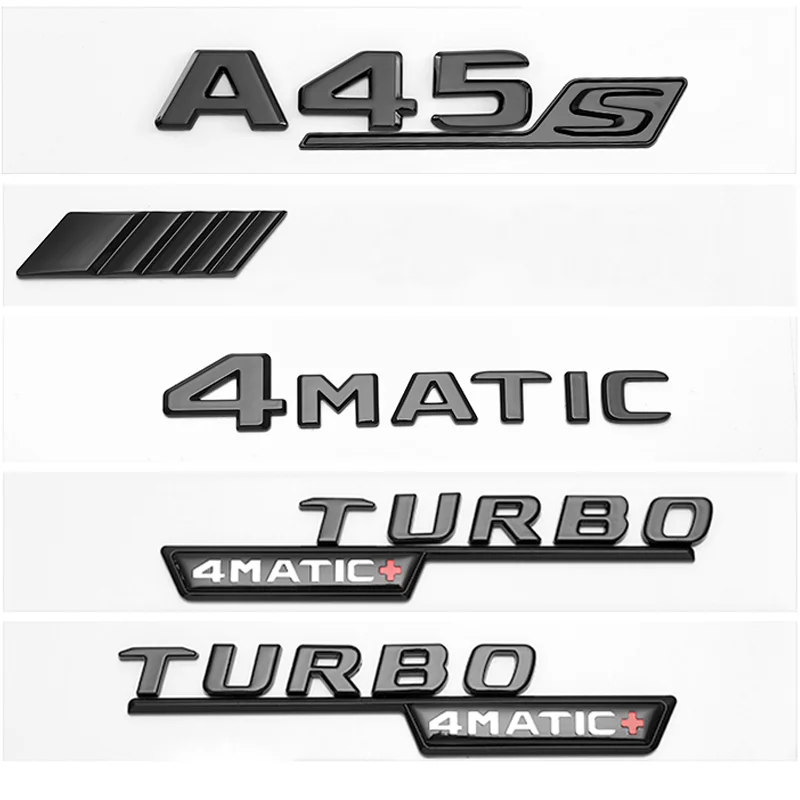 3D Glossy Black Letters Emblema para Mercedes Benz AMG, pára-choque do carro, tronco traseiro, W176, W177, logotipo adesivo, 4 Maz, A35, A45, A45S,