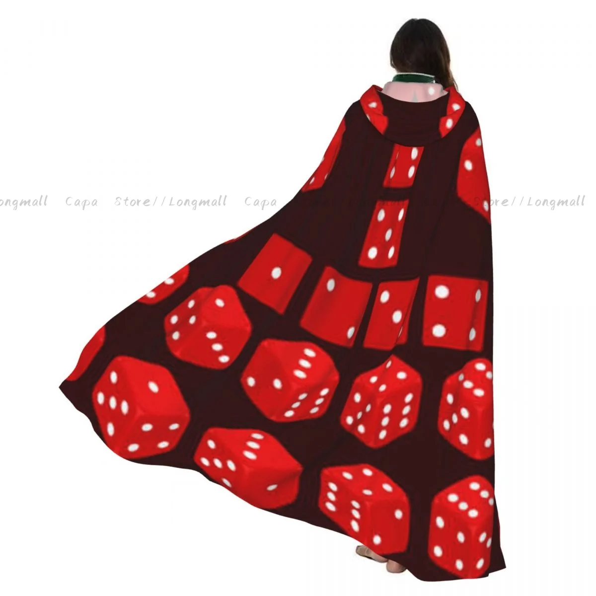 

Adult Vampire Cape Hooded Robe Play Dice Illustration Halloween Cloak Full Length Cosplay