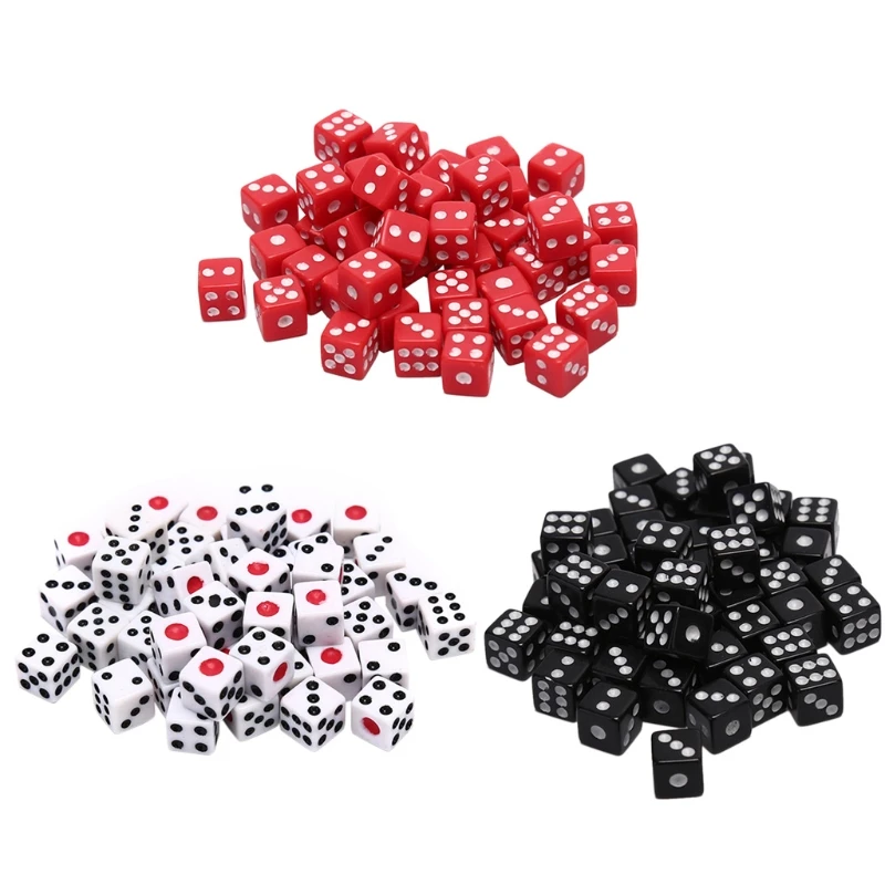  652D 100Pcs/pack 8mm 0.31In Acrylic Dice Game Props Educational Toys for Children Black White Square Corner Digital Dice Kit