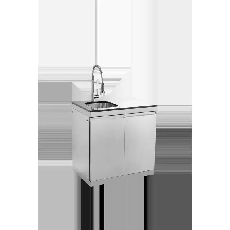 

Double Door Sink Cabinet with Tap Stainless Steel Outdoor Kitchen Island Unit