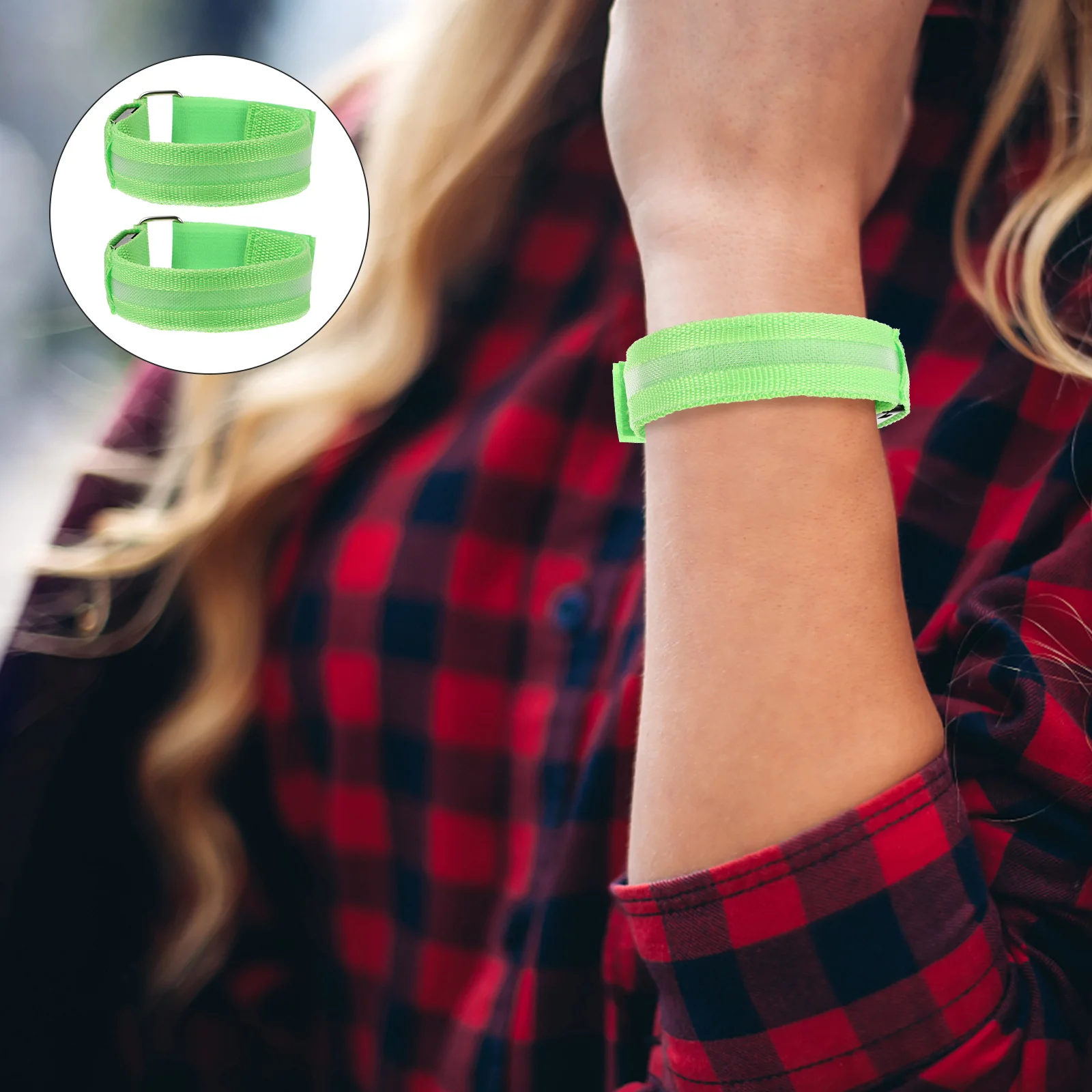 2 قطعة شارات الجري Led القابلة لإعادة الشحن أساور متوهجة قابلة للتعديل أشرطة تحذير السلامة للرياضات الليلية والتخييم والمشي لمسافات طويلة