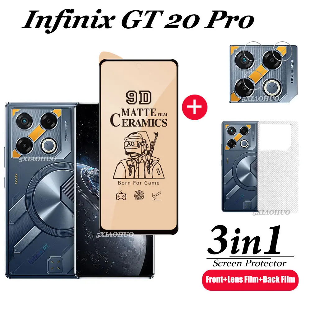 3in1 For infinix GT 20 Pro Tempered Glass soft film For infinix GT 20 Pro Screen Protector+lens film+back film