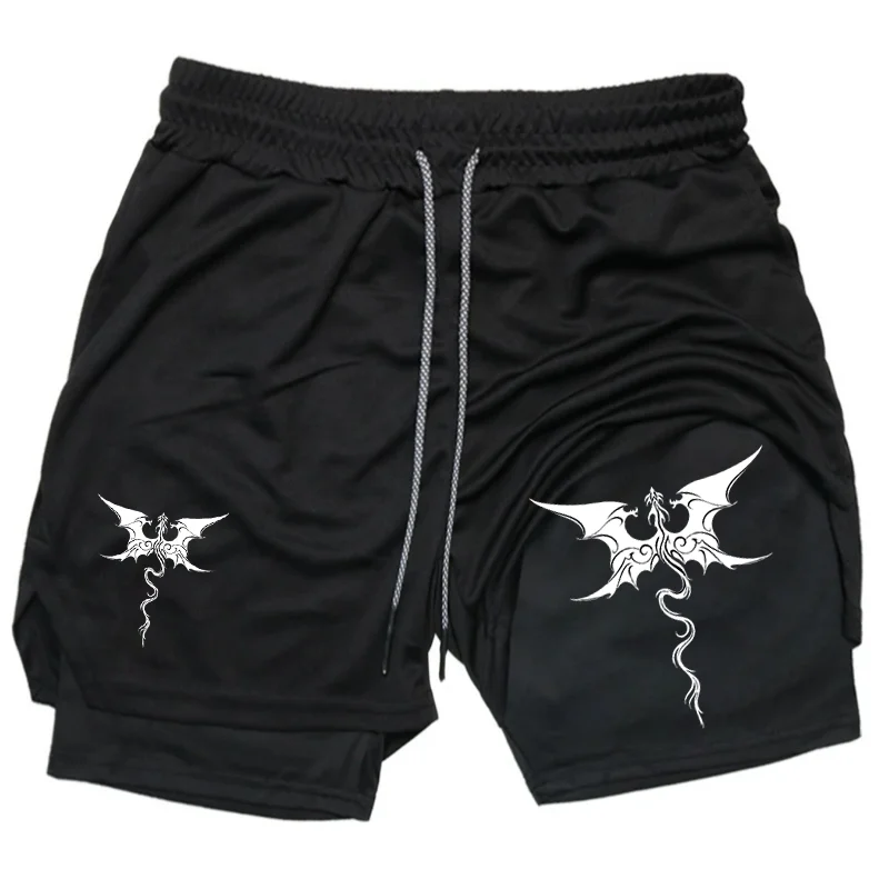 

NEW Summer Gym Casual Short Pants Men Basketball Fitness Shorts Running Jogger Flying Dragon Print Men Sweatpants Workout