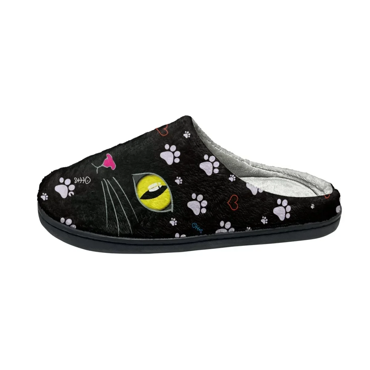 Fashion Cat Design Women Home Slippers Bedroom Couple Flats Cotton Slipper Zapatos Autumn Winter Warm Cozy Men's Comfy Footwear - view 5
