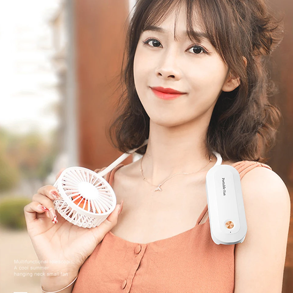 Latest Portable Neck Hanging Fan USB Rechargeable Mini Small Summer Handheld Electric Fan JMF-4