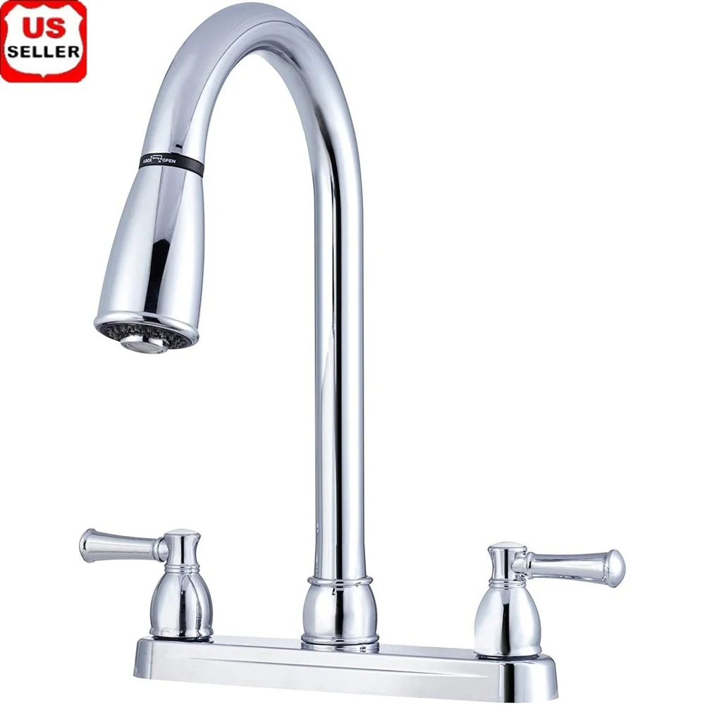 

Non-Metallic Dual Lever Pull-Down RV Kitchen Faucet with Adjustable Sprayer Easy Installation Drip-Free Design Heavy Duty