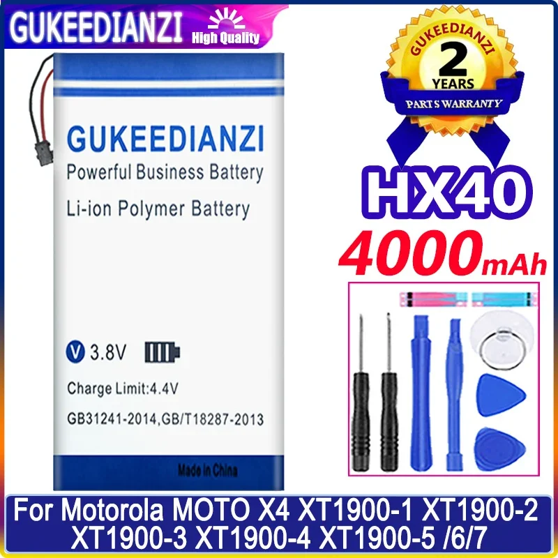 GUKEEDIANZI New 4000mAh HX40 Battery for Motorol MOTO X4 XT1900-1 XT1900-2 XT1900-3 XT1900-4 XT1900-5 XT1900-6 -7 Batterie