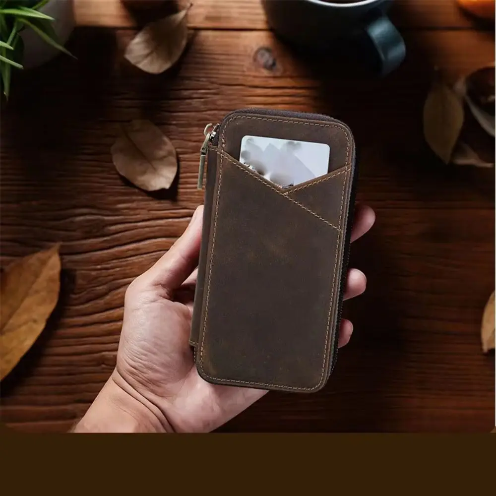 Handmade Leather Genuine Leather Pencil Case 4 Slots Design Vintage Style Pen Case Crazy Horse Leather Pencil Bag