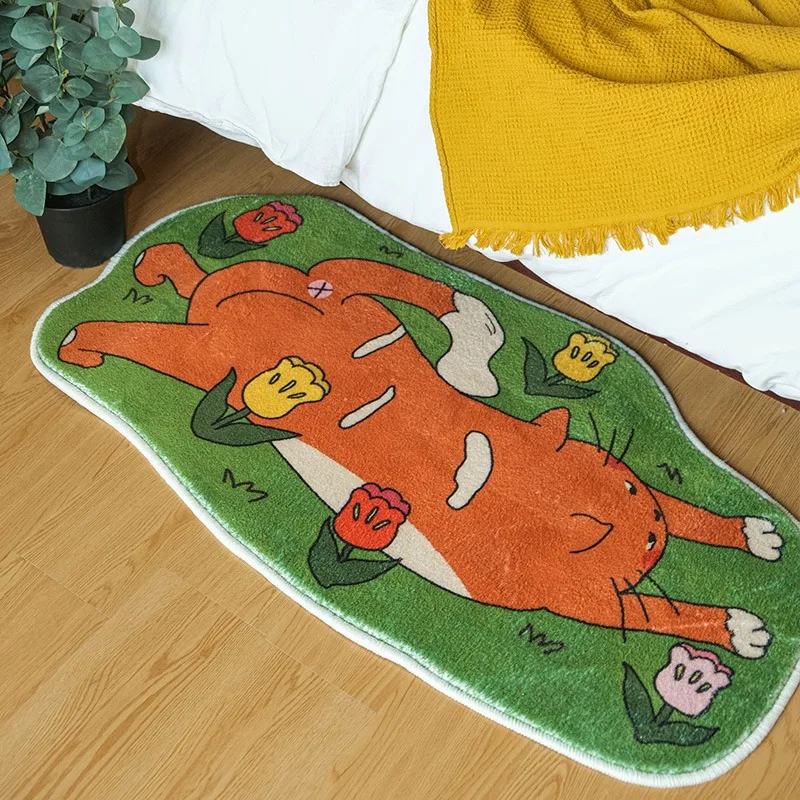 

Bedroom Bedside Carpet Non-slip Soft Comfortable Floor Mat Cartoon Shape Rug Small Animals Long Home Decoration Mats 양탄자