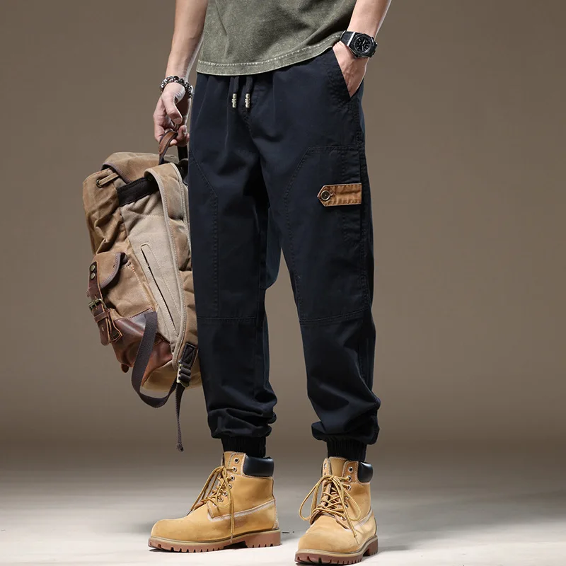 

2024 New American Retro Workwear Casual Pants Men's Summer Street Trend Ankle-Tied Sports Ninth Pants