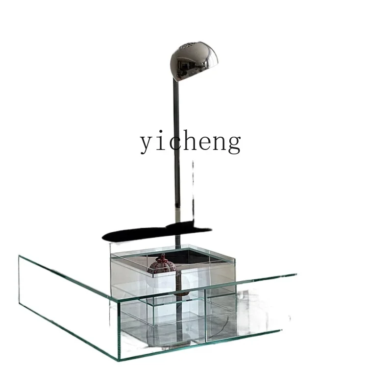 XL Glass Coffee Table Italian Art Square Living Room Low Table Tempered Glass Tea Table