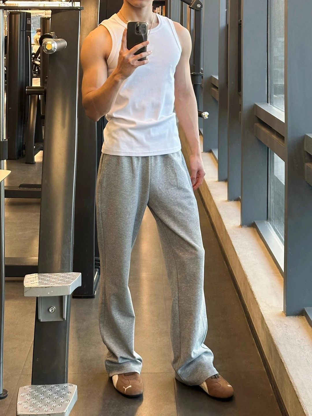 

ey Fitn Curved Blade Sweatpants Men's Sle Autumn Modal Soft Flared American Cleanfit Straight Leg Pants