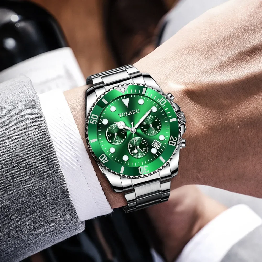 

Часы наручные мужские кварцевые с календарем, модные роскошные деловые, из нержавеющей стали