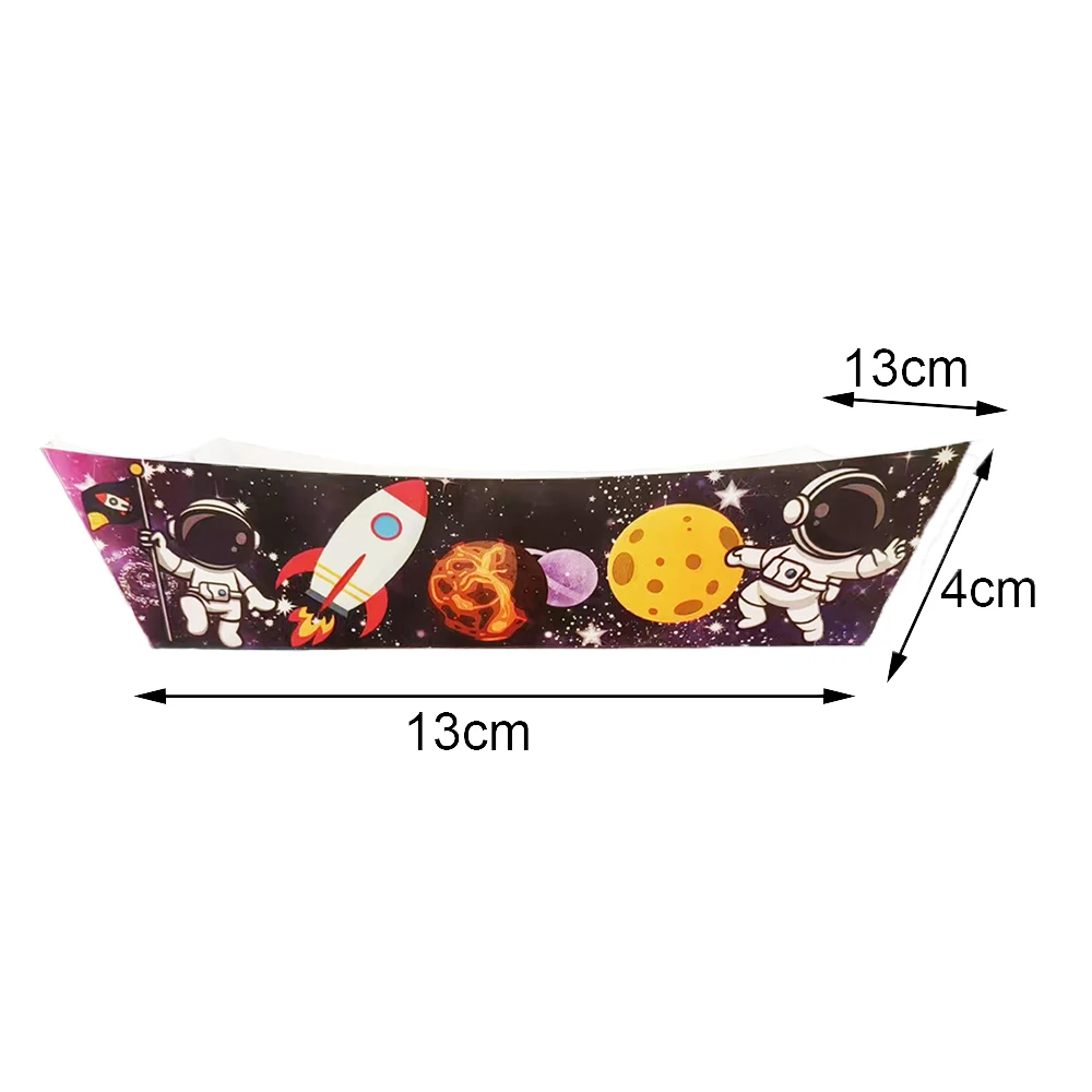 6/12/24pcs Outer Space Party Supplies Disposable Boat Box Astronaut Snack Tray Astronaut Galaxy Party Kids Birthday Party Suppli