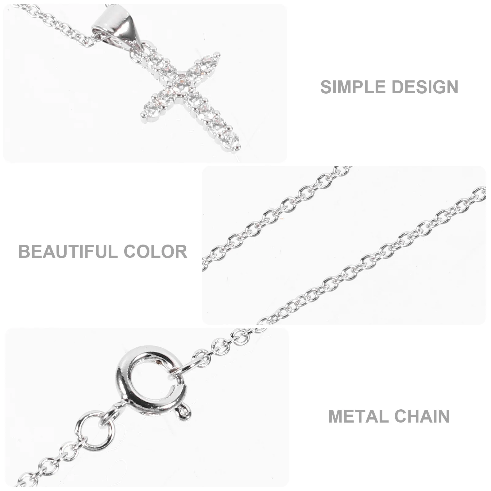 

1Pcs Women Necklace Cross Pattern Luxurious Shine Daily Jewelry Elegant Chain for Holiday Party Summer Picnic