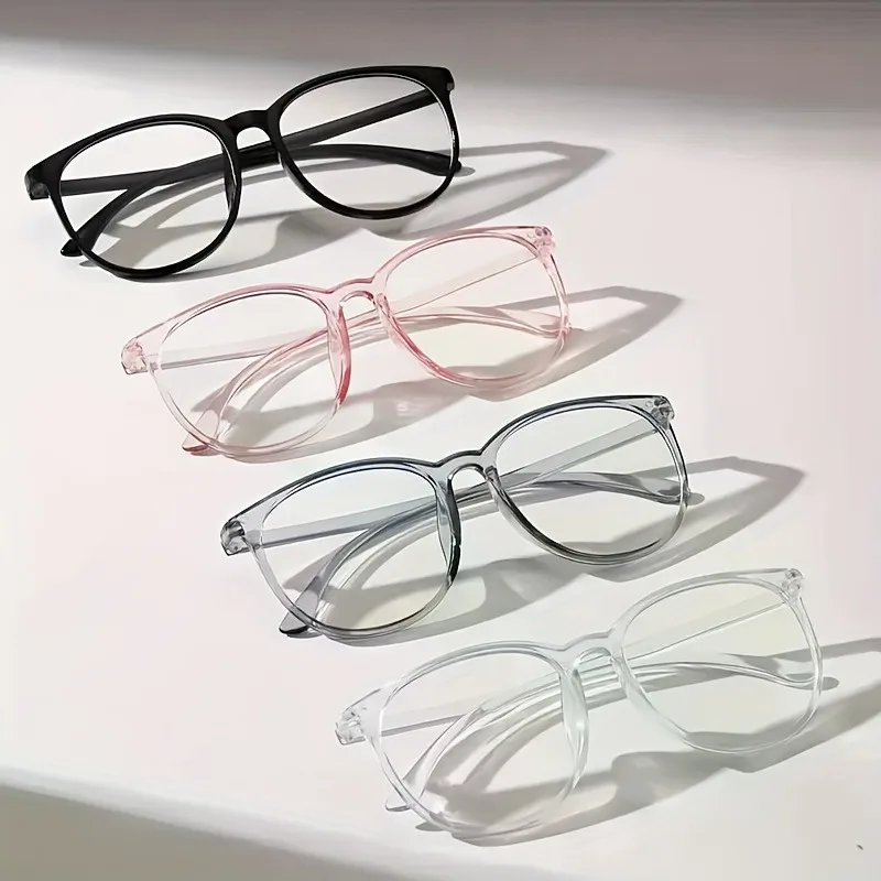 4pcs New Retro Round Anti Blue Light Glasses for Both Men and Women, High-definition and Comfortable Ultra Light Glasses