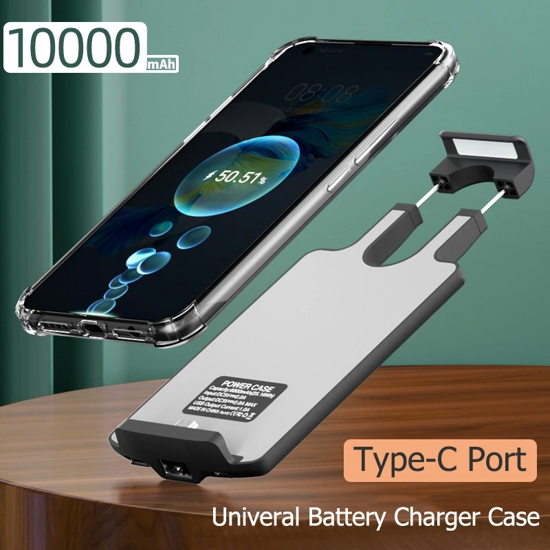 Universal Battery Charger Case 10000mAh/6800mAh for iPhone 15 12 X Samsung Huawei Xiaomi OPPO Power Bank Case Cover Battery Case