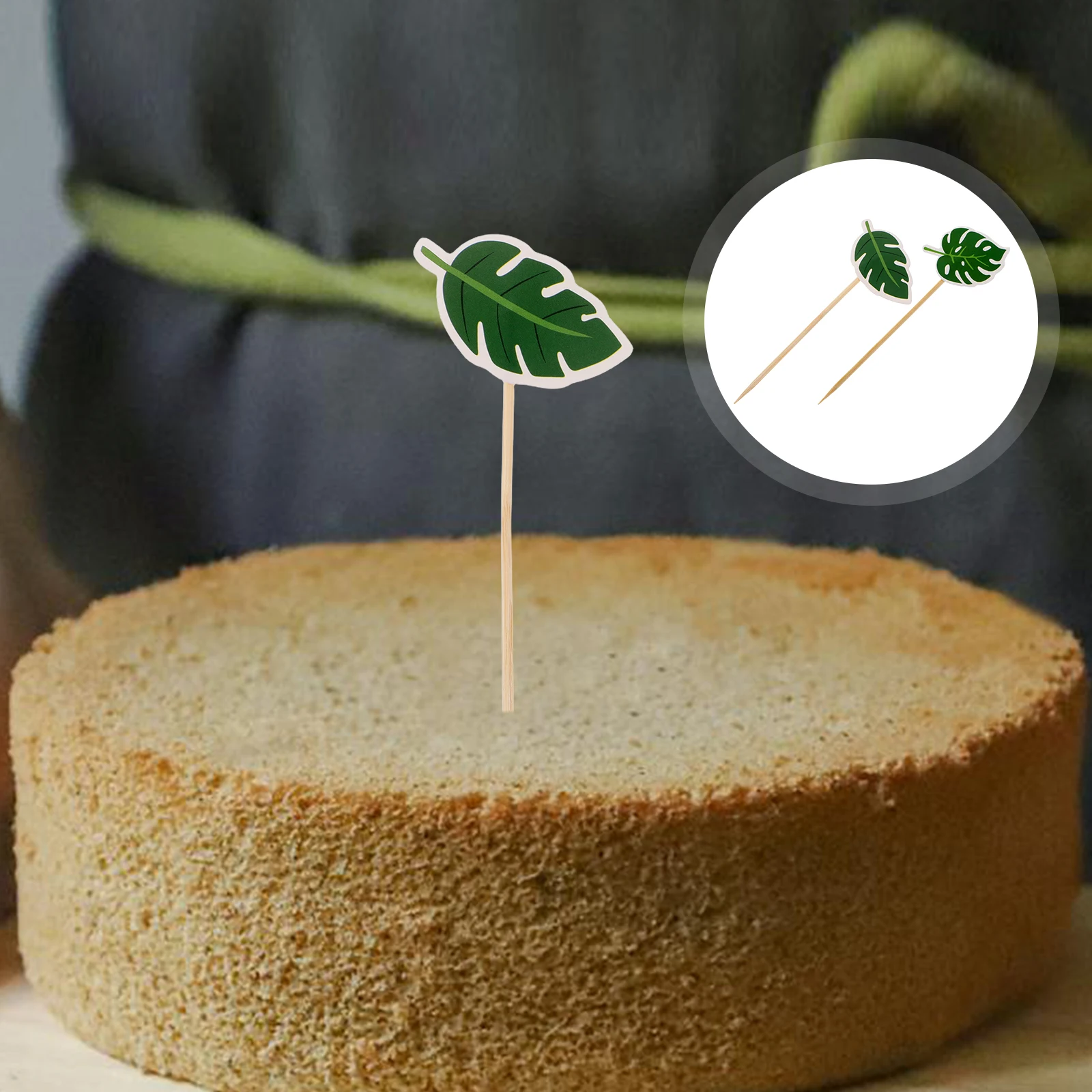 

80pcs Monstera Leaf Toppers Sturdy Cupcake Picks For Tropical Jungle Party Summer Wedding Birthday Dessert Table Greenery Cake