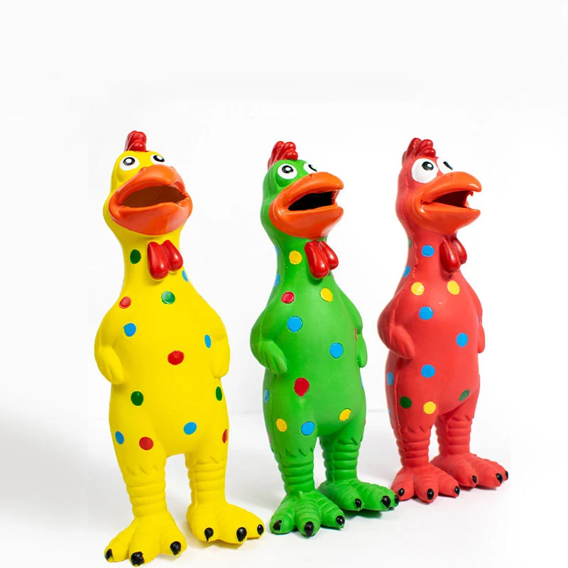 New Squeeze And Scream Toys Cartoon Cute Colorful Speckled Chicken Stress Relief Interactive Voiced Screaming Chicken Toys