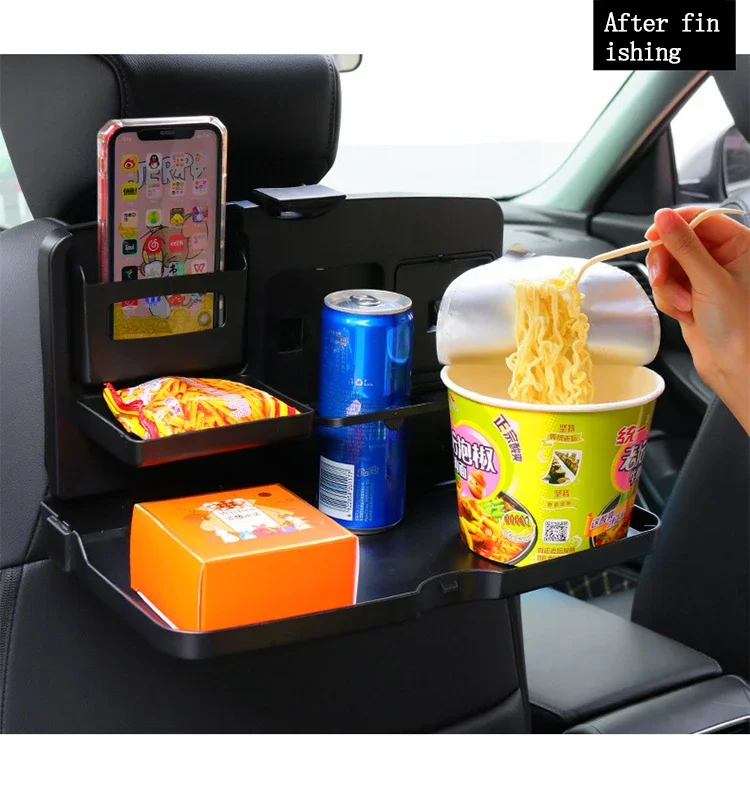 Tragbarer Auto Esstisch klappbare Lebensmittel becher Tablett Auto Innenraum Lager regal Rücksitz Tasse halten Multifunktion sauto Autoteile – Detail 3