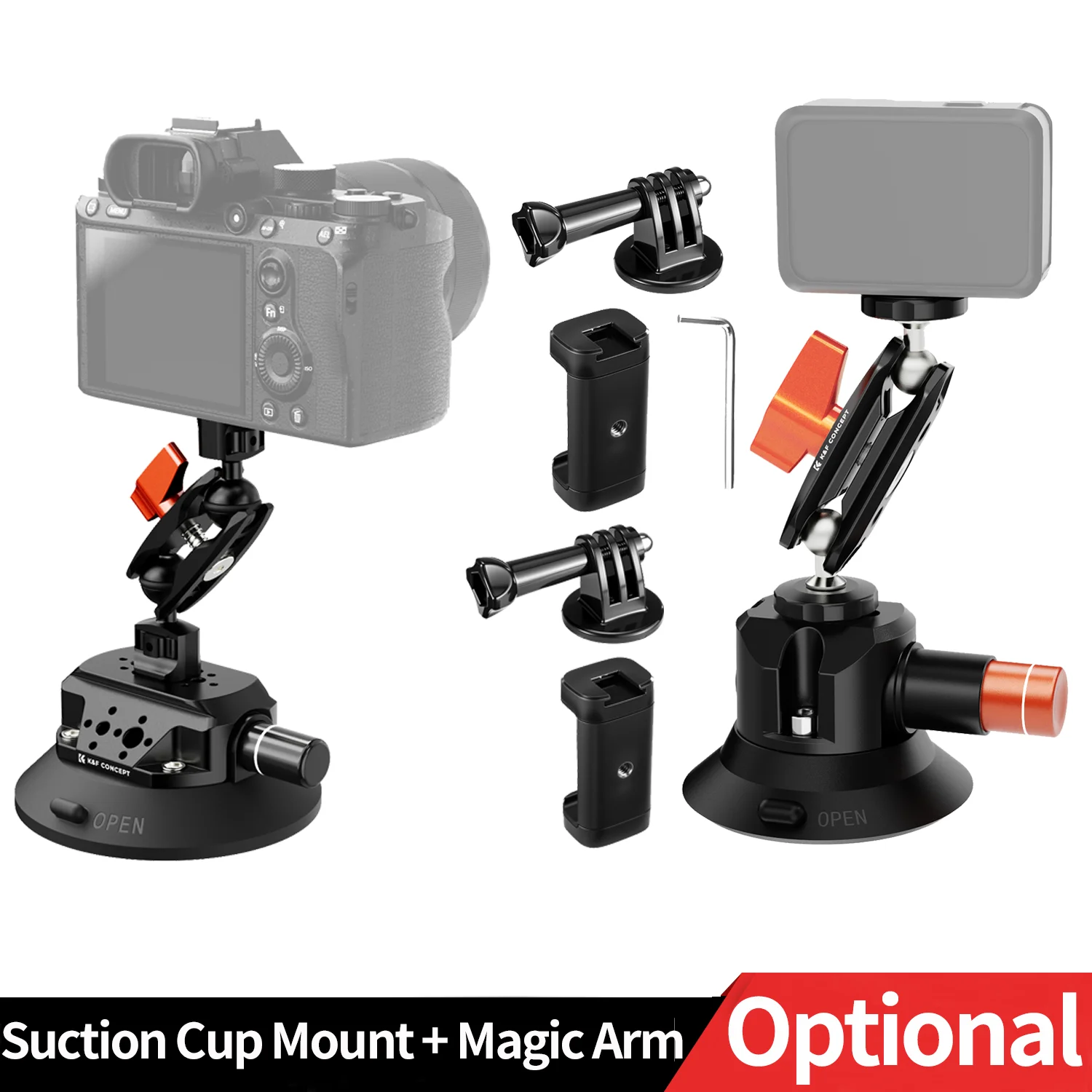 

K&F Concept Multi-Functional 3" 4.5" 6" Suction Cup Camera Mount with Magic Arm For GoPro Insta360 DJI OSMO Aciton Camera Phones