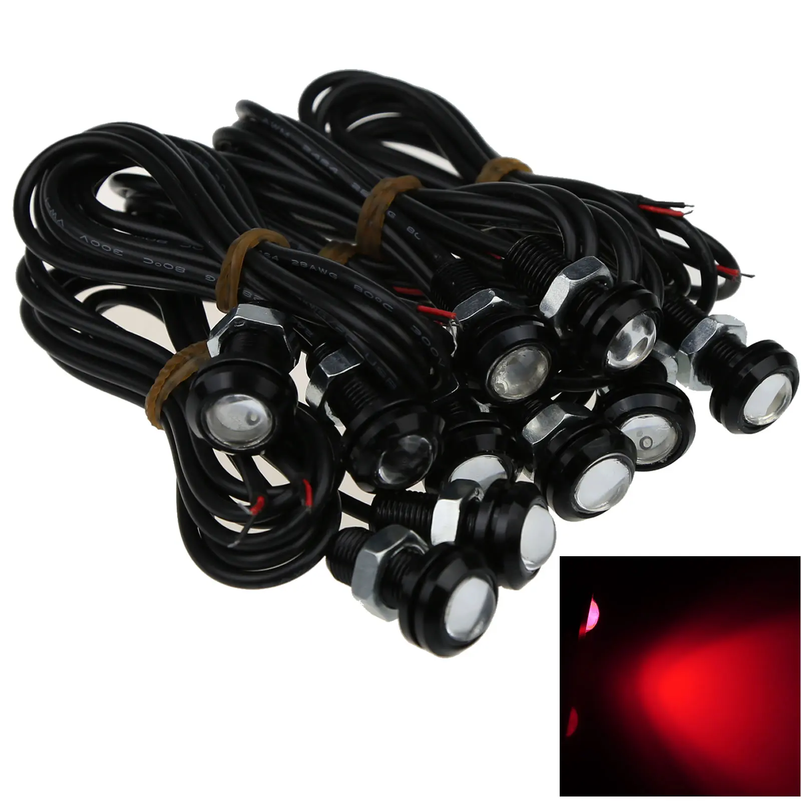 10x Red Car Angel Eye Daytiem Running Blub Fog Driving Lamp 18MM 1 Emitters COB LED O502-R