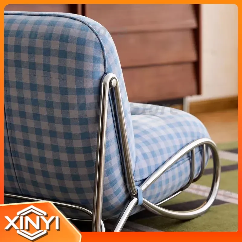 Single Sofa Chair for Medieval Style Designer Stainless Steel Fabric Living Room Homestay Small Apartment Leisure Use