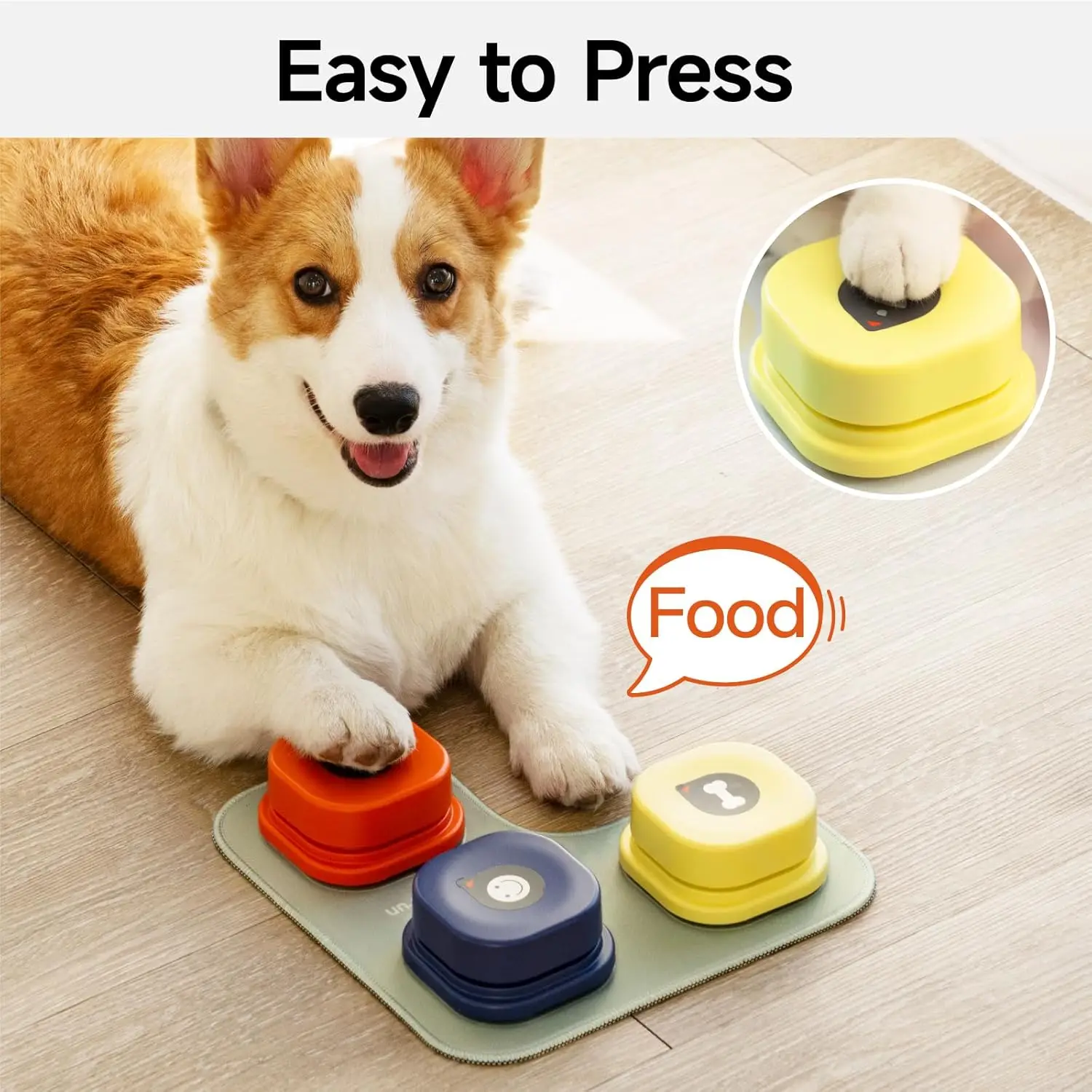 Mewoofun Dog Buttons for Communication Dog Training Speaking Buttons Dog Clicker with Mat & Stickers 2 Packs-Rubber Mat