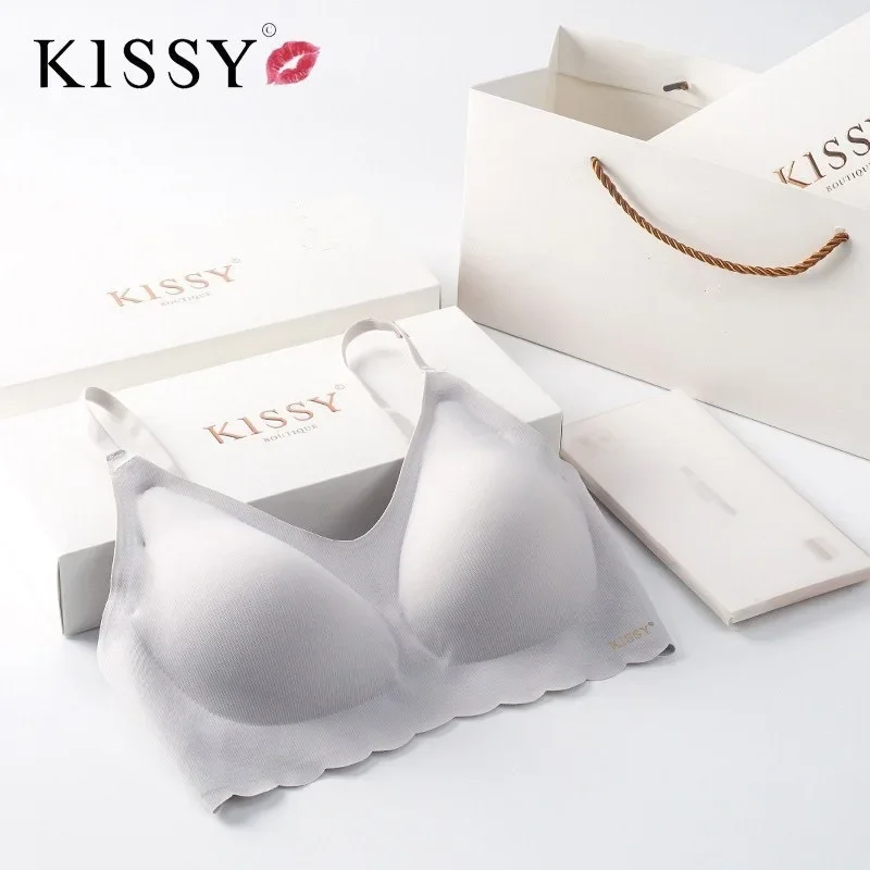 Kissy underwear one piece sports traceless small chest gathering comfortable sexy women's Bra Set