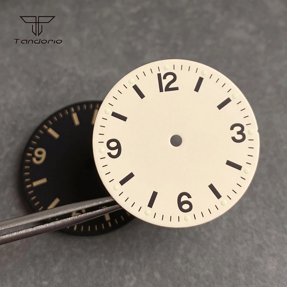Image of Grün leuchtendes 29mm Beige/Schwarz Pilotenuhr-Zifferblatt-Set, Armbanduhr-Zubehör, passend für NH35 NH38 ETA2824 PT5000 ST2130 Miyota8215 8205
