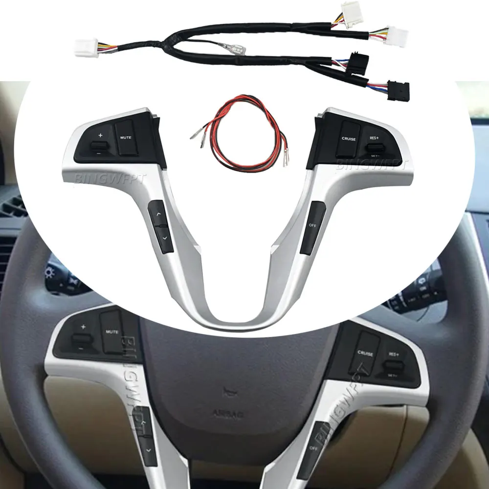 New Steering Wheel Buttons Audio Volume Speed Cruise Control Switch Blue Backlight For Hyundai VERNA SOLARIS 2010-2015