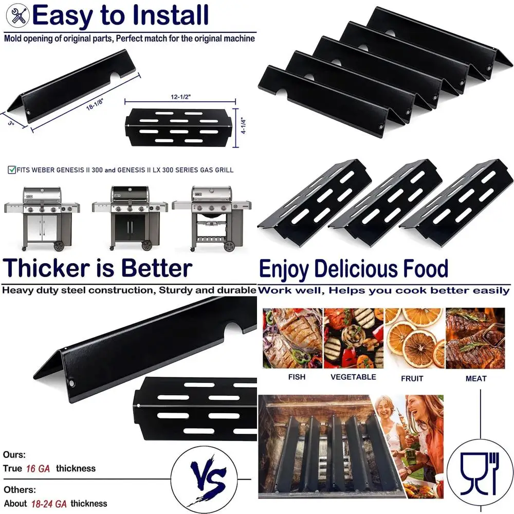 

Weber Genesis II Flavorizer Bars and Heat Deflectors for 2 GS4, 66032, 66795, 66040, 300 Series II E-310, E-315, E-330, and LX 3