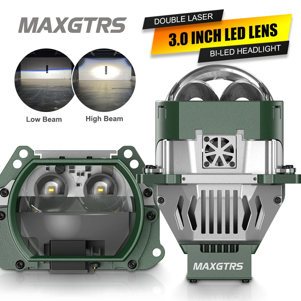MAXGTRS 3.0 Inch Bi LED Projector Lenses 6000K LED Rectangular Beam Modules Headlight Brighter and Wider G5 Auto Car Accessories