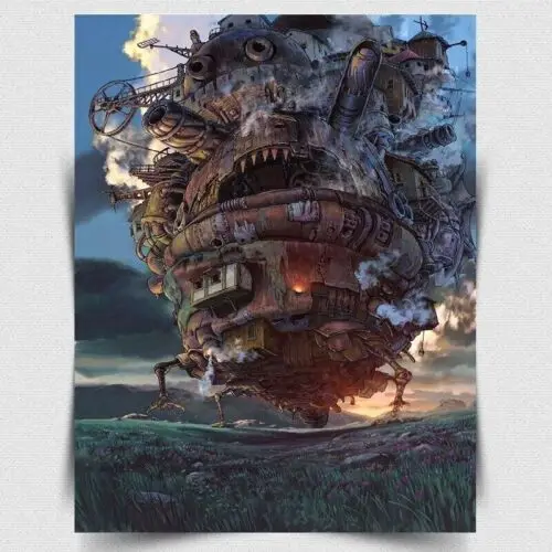 Howls Moving Castle Anime Manga METALLSCHILD WANDSCHILD Posterdruck Männerhöhle-Aluminium