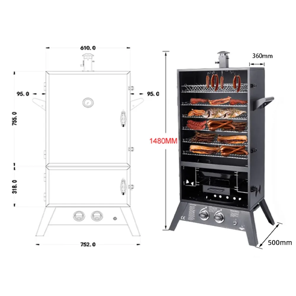 Professional Smoked Chicken Equipment/Fish Shawarma Smoke Oven/Smokehouse For Sausage Tofu