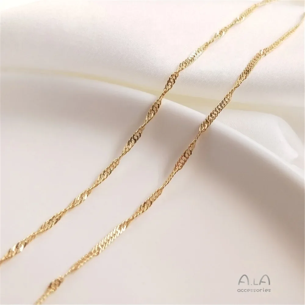 

14K Gold Plated Chain bag real gold water wave chain DIY hand pendant necklace earpiece loose chain material