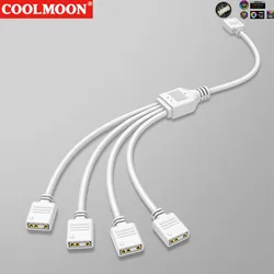 COOLMOON White 30CM 5V 3Pin ARGB Extension Cable Adapter 1 to 1 2 3 4 Spliter for Fan Motherboard AURA RGB LED SYNC for MSI ASUS