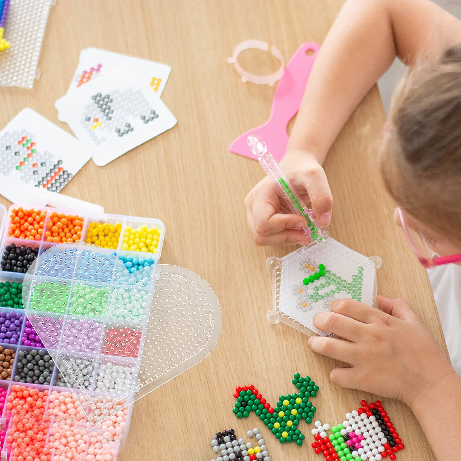 1Set Doorzichtige Plastic Zekering Kralen Boards Groot Formaat Assortiment Ronde Vierkante Zeshoek Ster Vormen voor 5mm Kralen DIY Craft Activiteiten