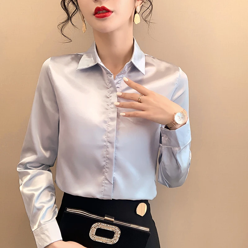 Office Lady Shirts Autumn Spring Slim Blouses Wine Red Tops Burgundy Women Retro Blouse