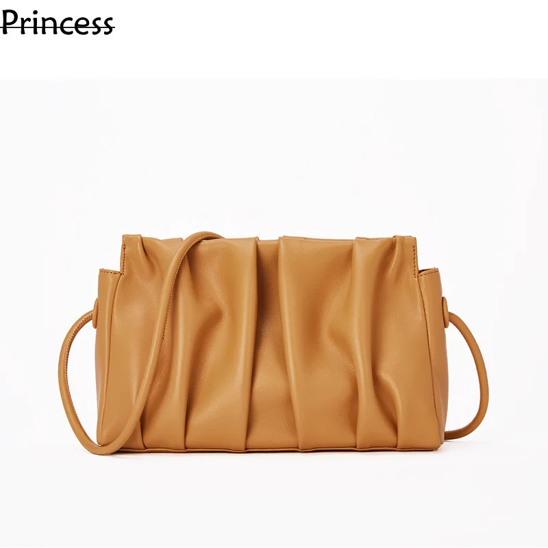 

2024 Genuine Leather New Pleated Soft Cloud For Dumpling Bag, Internet Famous Instagram Popular Single Shoulder